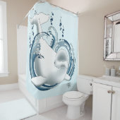 Rideaux De Douche Baleine Béluga Bleue (En situation)