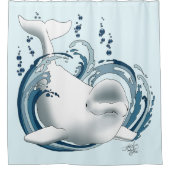 Rideaux De Douche Baleine Béluga Bleue (Devant)