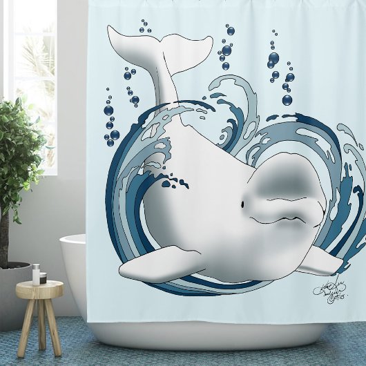 Rideaux De Douche Baleine Béluga Bleue