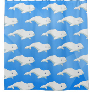 Rideaux De Douche Baleine béluga personnalisée Bleu, Océan Arctique