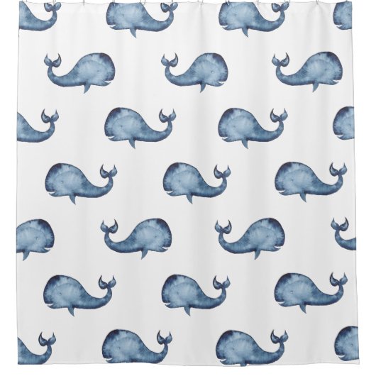Rideaux De Douche Baleine bleue. Animal marin. Motif nautique (Devant)