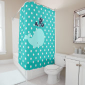 Rideaux De Douche Baleine d'Aqua d'océan sur le pois de turquoise (En situation)