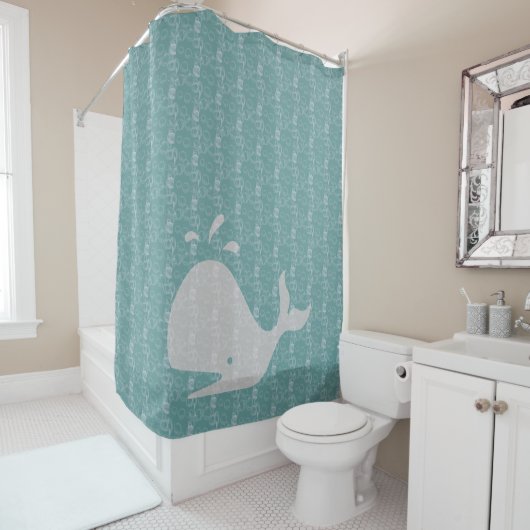 Rideaux De Douche Baleine et bulles (En situation)