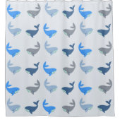 Rideaux De Douche Baleine moderne mignonne Motif illustré bleu (Devant)
