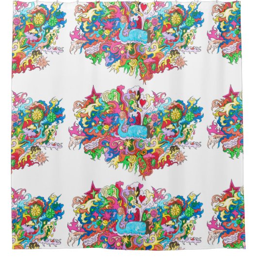 Rideaux De Douche Baleine psychédélique (Devant)