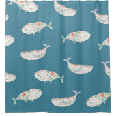 Rideaux De Douche Baleine scandinave, animaux de mer motif (Devant)