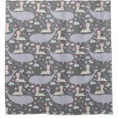 Rideaux De Douche Baleines à baleines et lapins motif (Devant)