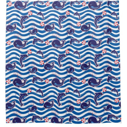 Rideaux De Douche Baleines bleues (Devant)