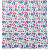 Rideaux De Douche Baleines bleues heureuses pour enfants (Devant)
