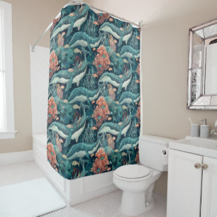 Rideaux De Douche Baleines bleues sous-marines