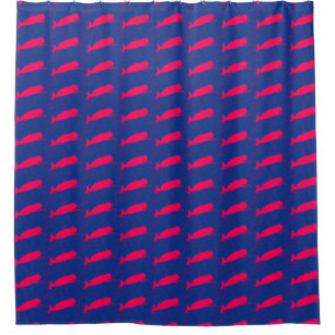 Rideaux De Douche baleines roses sur motif bleu