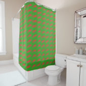 Rideaux De Douche baleines rouges en vert (En situation)