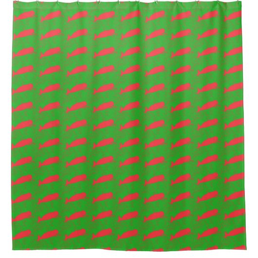 Rideaux De Douche baleines rouges en vert (Devant)