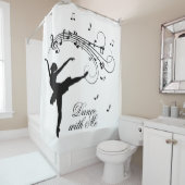 Rideaux De Douche Ballerina Dancing with Music Notes (En situation)
