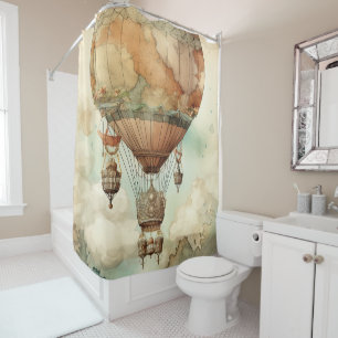 Rideaux De Douche Ballon à air chaud Steampunk vintage (4)