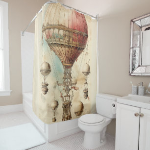 Rideaux De Douche Ballon à air chaud Steampunk vintage (5)