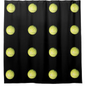 Rideaux De Douche Ballons De Golf Jaune Sur Noir, (Devant)