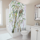 Rideaux De Douche Bambou et oiseaux (En situation)