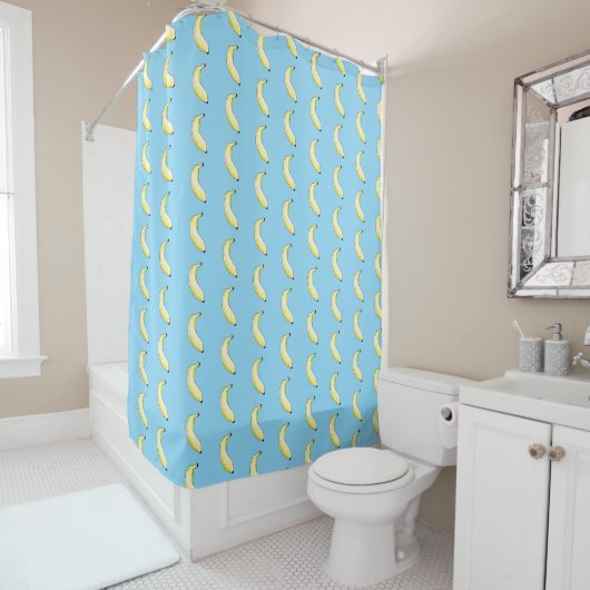 Rideaux De Douche banane aquarelle (En situation)