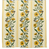 Rideaux De Douche Bande florale Sunroot sur blanc cassé (Devant)