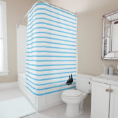Rideaux De Douche Bande marine et voilier (En situation)