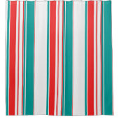 Rideaux De Douche Bande rouge Turquoise en gras (Devant)