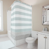 Rideaux De Douche Bande turque Aqua & Greige (En situation)