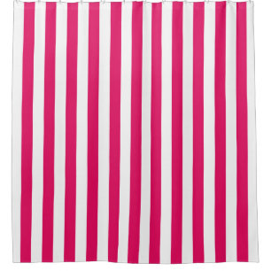 Rideaux De Douche Bande verticale blanche de rasberry NL #0