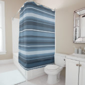 Rideaux De Douche Bandes bleu gris (En situation)
