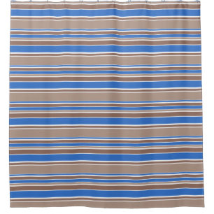 Rideaux De Douche Bandes Brown et bleues