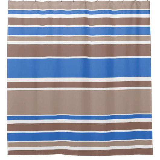 Rideaux De Douche Bandes Brown et bleues (Devant)