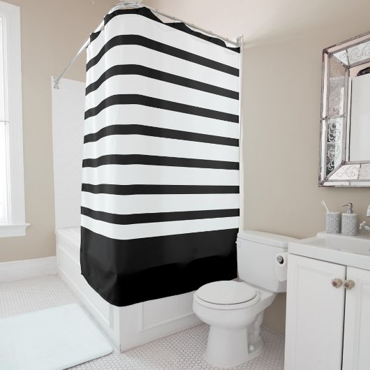 Rideaux De Douche Bandes classiques en noir et blanc