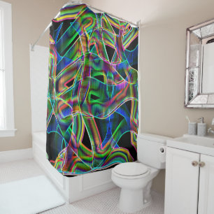 Rideaux De Douche Bandes courbes colorées, surlignées par relief