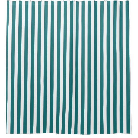 Rideaux De Douche Bandes de bonbons turquoises et blanches (Devant)