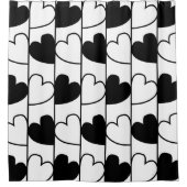 Rideaux De Douche Bandes de Coeurs Noir et Blanc (Devant)