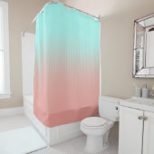 Rideaux De Douche Bandes de corail et de turquoise (En situation)