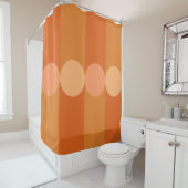 Rideaux De Douche Bandes de géométrie rétro Cercles orange (En situation)