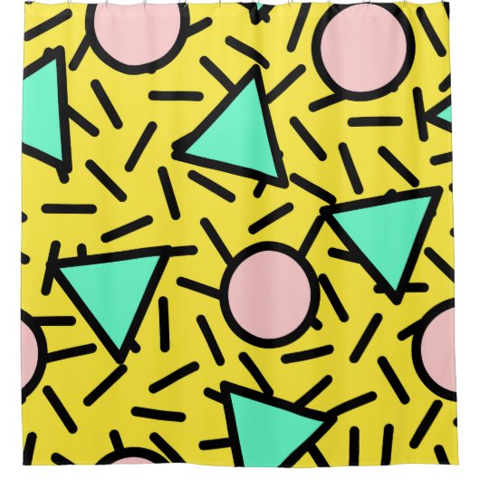 Rideaux De Douche Bandes de mosaïque : rétro memphis motif (Devant)