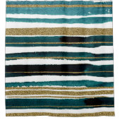 Rideaux De Douche Bandes de parties scintillant verte et or (Devant)