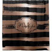 Rideaux De Douche Bandes de pinceau rose or (Devant)