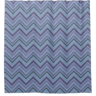 Rideaux De Douche Bandes de zigzag gris bleu
