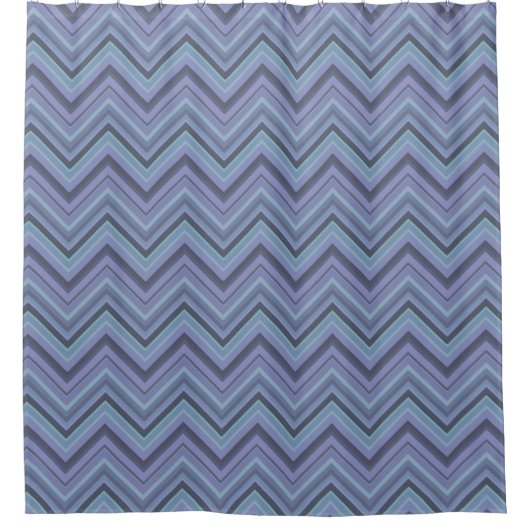 Rideaux De Douche Bandes de zigzag gris bleu (Devant)
