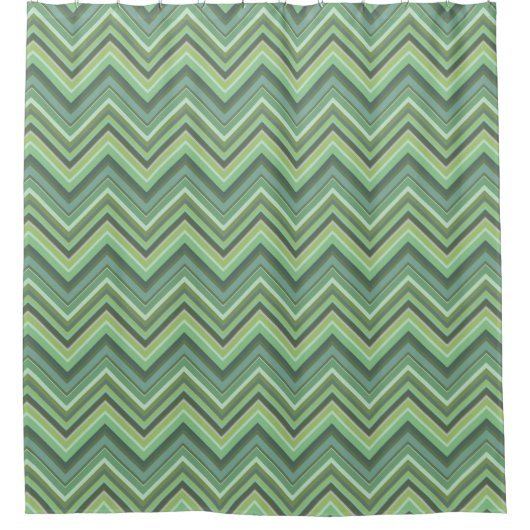 Rideaux De Douche Bandes de zigzag vert olive (Devant)
