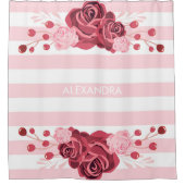 Rideaux De Douche Bandes florales roses (Devant)