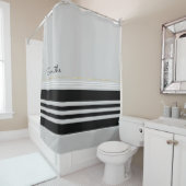 Rideaux De Douche bandes horizontales noires avec nom (En situation)