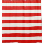 Rideaux De Douche Bandes horizontales rayées rouges et blanches (Devant)