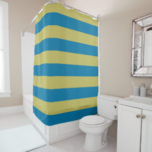 Rideaux De Douche bandes jaune et bleu