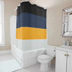 Rideaux De Douche Bandes jaunes, bleues, blanches et noires