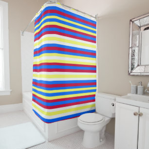 Rideaux De Douche Bandes jaunes, rouges, blanches et bleues