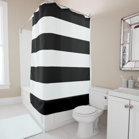 Rideaux De Douche Bandes noires (En situation)